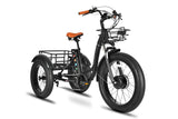 Emmo Trobic Pro Electric Bike Cargo Tricycle Fat Tire Ebike Black Front
